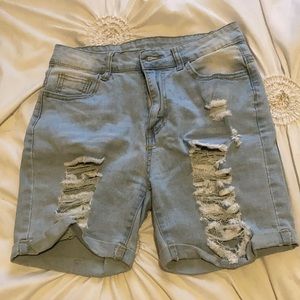 SHEIN distressed denim shorts